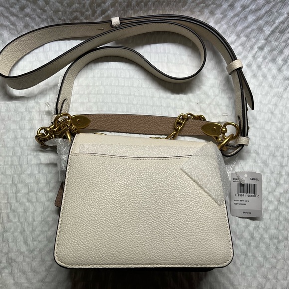 NWT Coach Beat Shoulder Bag 18 Horse & Carriage Print Brass/ Chalk Taupe $450. - Picture 4 of 7